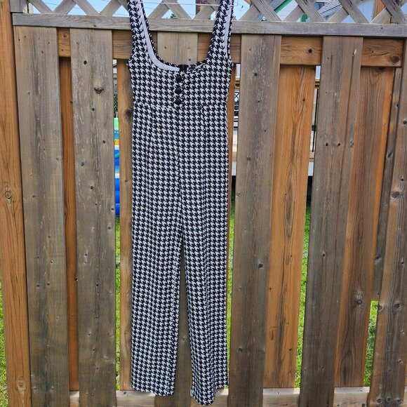SHEIN Houndstooth Print Suspender Jumpsuit Women's Size XS - Picture 3 of 10